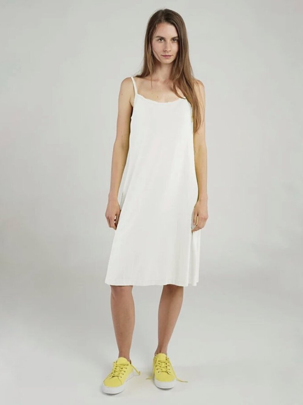 STUDIO RUNDHOLZ White 100% Cotton Voile Knee Length A-Line Slip Dress, Size XS